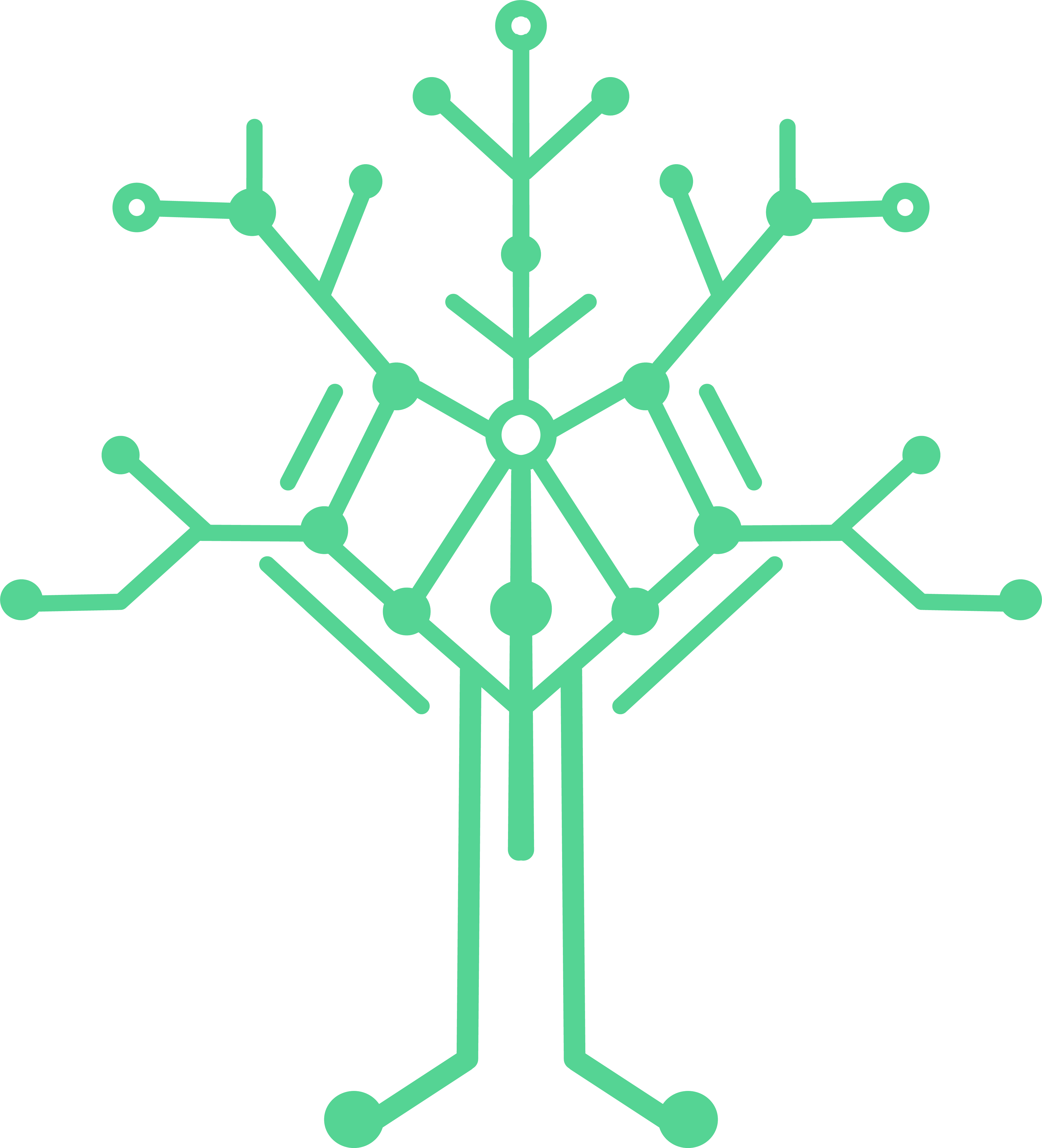 Logo von eco-coding - Baum im Design von Leiterbahnen einer Platine